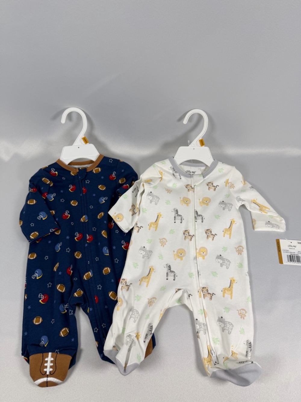 Baby Boys Footed Onesies | Sports + Animals | Newborn | NWT | 2‑Pack